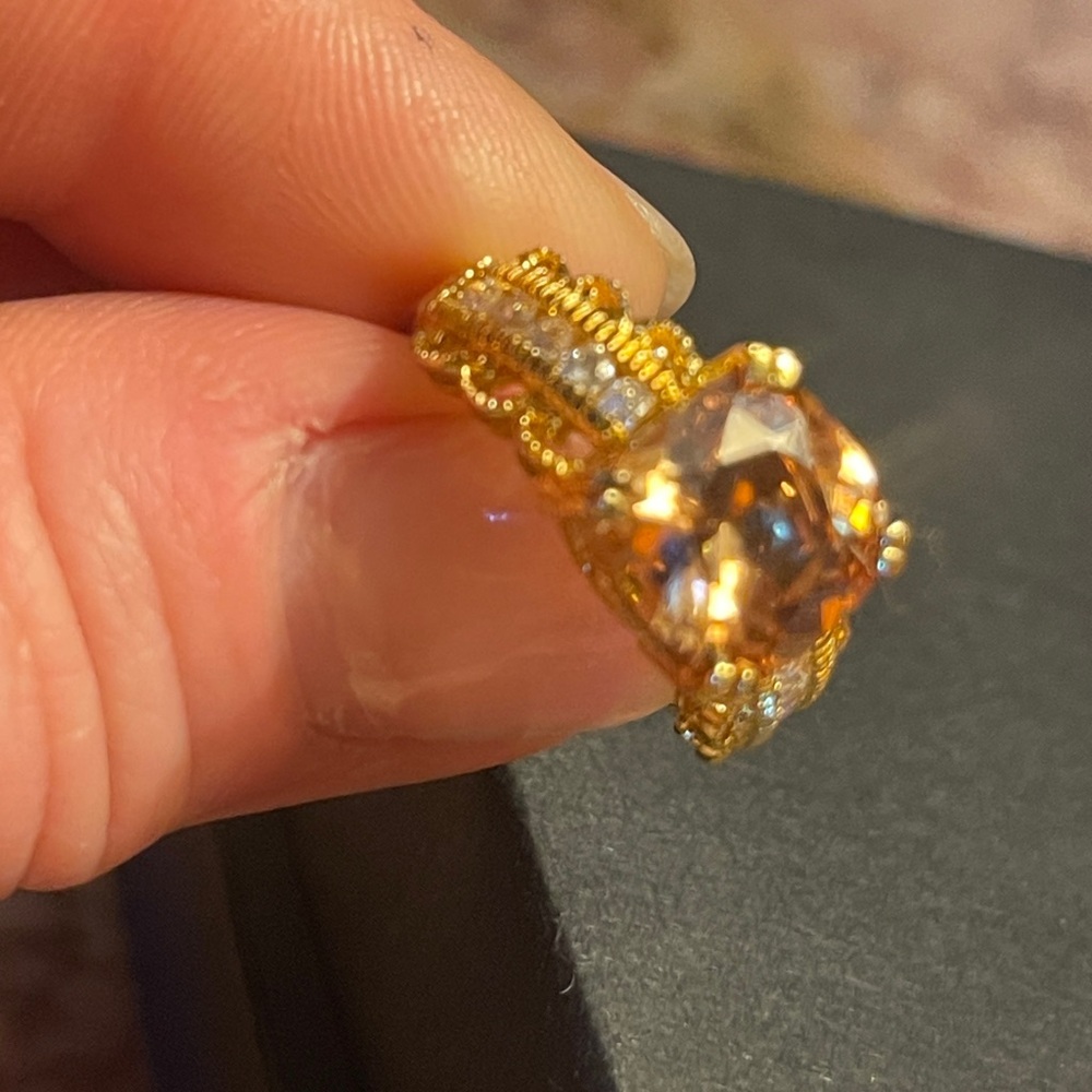 925 ring in gold tone with pink Gemstone